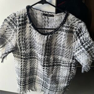 SHEIN Monochrome Tweed Top